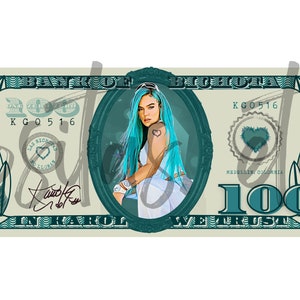 Karol G Dollar Bill PNG PDF T Shirt Cup Sticker Design Instant Download
