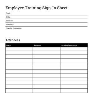 Inloggningsblankett för medarbetarutbildning, ifyllbar PDF