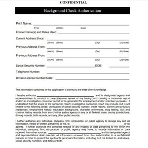 Background Check Authorization Form