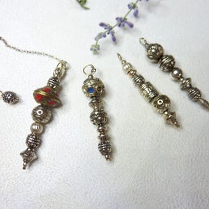 Handcrafted pendulum: Berber ethnic beads, Tibetan, 925 silver, Indian silver - dowsing, divination, esotericism