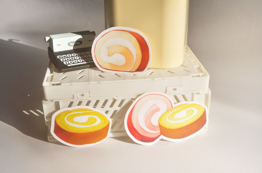 Swiss Roll Cake Sticker Pack | Cute Dessert Stickers | Aesthetic Fluffy ...