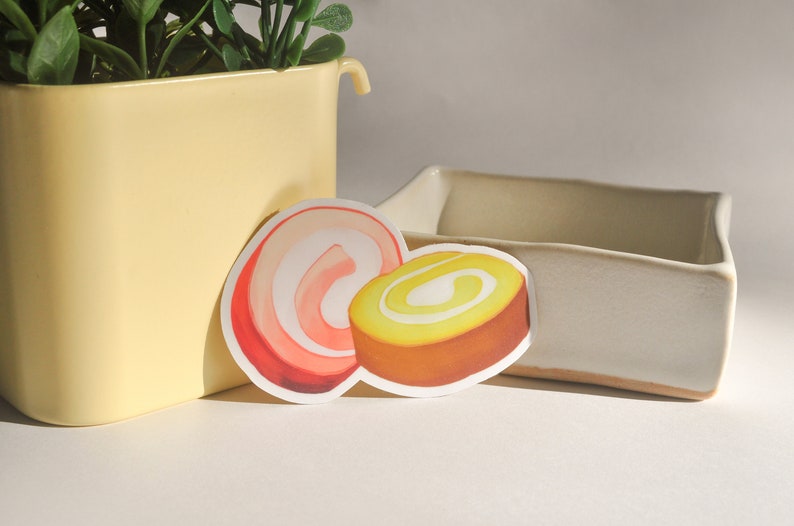 Swiss Roll Cake Sticker Pack | Cute Dessert Stickers | Aesthetic Fluffy ...