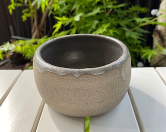 Grey Drip Stoneware Planter - Transparent Glaze [Handmade / Handthrown Pottery / Ceramics / Gift Minimalist Scandi Japandi Planter Plant Pot