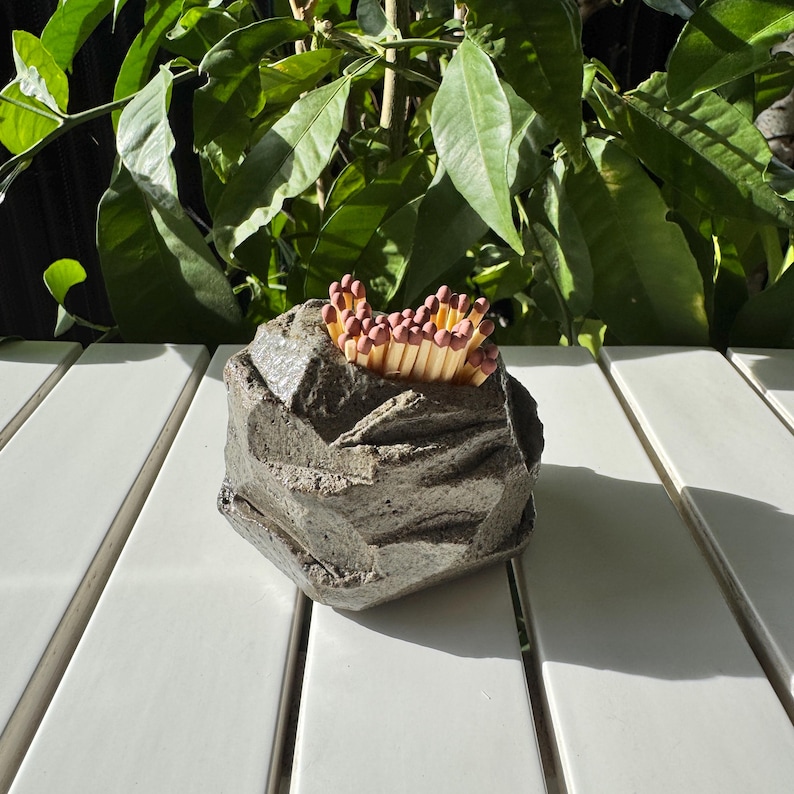 Matchstick Holder Striker Swiss Switzerland Inspired Rock Carving Japanese Kurinuki Stoneware Raw Rustic Scandi Japandi Minimal