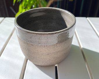 200ml Grey Stoneware Cup Flat White Cappuccino Lungo Matcha Handmade Pottery Ceramics Gift Minimalist Scandi Japandi Rustic [8.7x6.5cm]