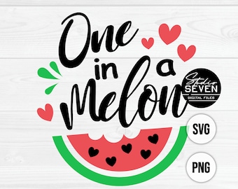 One in a Melon Svg, cute, cricut file, Watermelon Svg, Summer Cut Files Vacation Svg, Png, Kids Shirt Design, printable, Cricut digital file