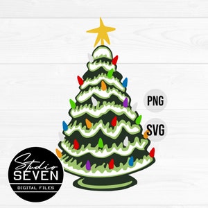 rétro arbre de Noël svg, svg d'arbre, arbre de Noël svg, png d'arbre de Noël, png d'arbre, vieux sapin de Noël en céramique, vieux temps, vintage, céramique