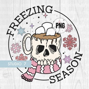 Gefrierzeit Becher png, Sublimation, bedruckbar, sublimieren, digitaler Download, Schädel, Skellie, Weihnachten, Urlaub, Winter, Kakao, Schnee Hemden