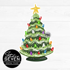 Christmas Tree PNG, Holiday, Old Christmas tree, ceramic, vintage, Sublimation, shirt design, Classic, Party, family, retro, ceramic