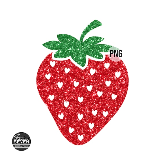 Strawberry Glitter Png, Printable, Digital, Sublimation
