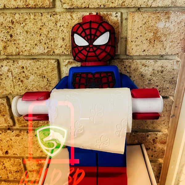 Spiderman Legoman Toilet Roll Holder giant lego bathroom holder oversized paper holder cartoon toilet training kids bathroom children learn