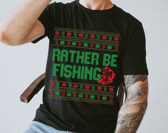 Ugly Christmas Mens Shirt, Fishing Shirt, Fishing T-Shirt, Fisherman Gifts, Fishing Holiday, Funny Fishing Shirt, Fishing Gift for Him