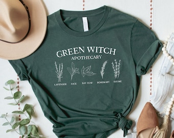 Green Witch T-Shirt, Green Witch Shirt, Cottagecore Shirt, Sage Shirt, Herbs Shirt, Witchy Shirt, Wiccan Shirts, Gift for Witch, Green Witch