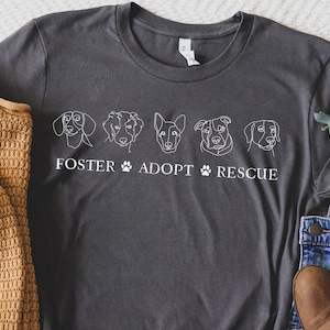 Rescue Dog Shirt, Foster Adopt Rescue, Rescue Dogs Shirt, Dog Mom Shirt, Rescue Dog Gift, Dog Lover Gift, Dog Line Drawing T-Shirt Gift