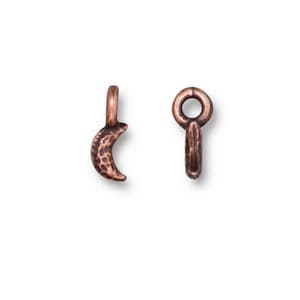 10mm, High Quality, TierraCast, Crescent Moon Charm, Antiqued Copper Plate, 2 Pieces
