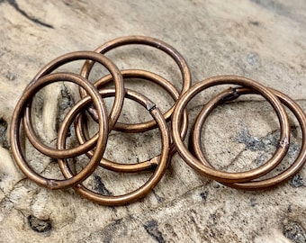15mm, Closed Copper Jump Rings, 5 Pieces