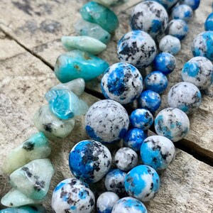 4 Strands, 4,6,8mm, Rounds and Chips, Synthetic Blue Jasper, Multi-Bead Listing,