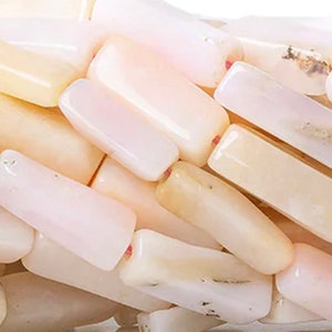12x5mm, Rectangle, Pale Pink Peruvian Opal Plain Beads, 14 Inches, 30 Beads