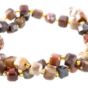 6-7mm, African Petrified Wood Agate, Faceted, 15 Inch Strand, 45 Beads