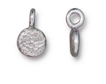 10.25mm, Tierra Cast, Diminutive Full Moon Charm, Silver Plate, High Quality,  2 Charms