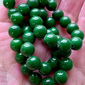8mm, Green Dyed Jade Beads, 52 Beads, 16 Inch Strand