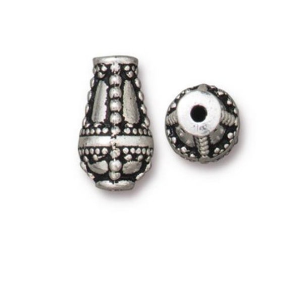 14.6mm, High Quality, TierraCast, Opulence Teardrop Bead, Antiqued Silver Plate, 2 Pieces