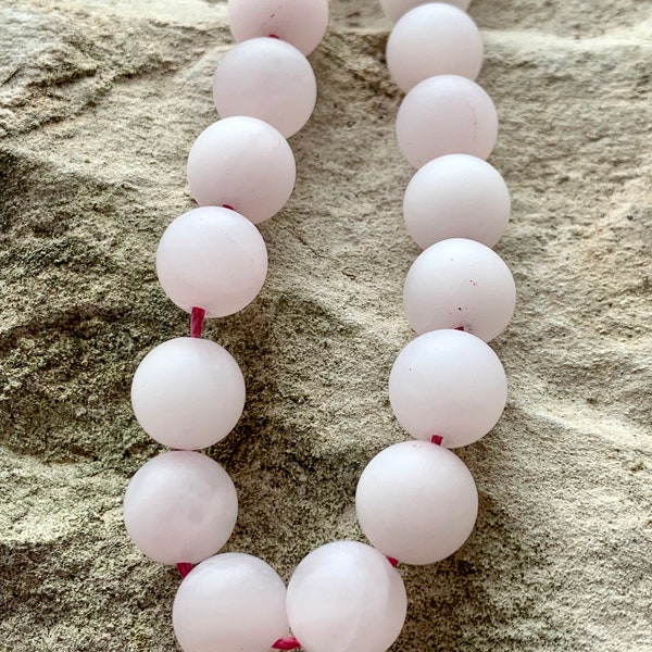 10mm, Premium Rose Quartz Matte Round Beads, 38 Beads, 15.5 Inch Strand