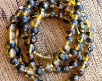 6mm, Czech Glass Beads, Tortoise, Round, Matte, 50 Beads