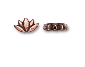 12mm, High Quality, TierraCast, Lotus Bead, Antiqued Copper Plate, 2 Pieces