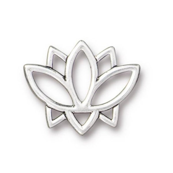 23.5mm, High Quality, TierraCast, Open Lotus Link, Antiqued Silver Plate, 1 Piece