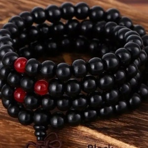 8mm, Natural Black Wood Beads, 108 Beads
