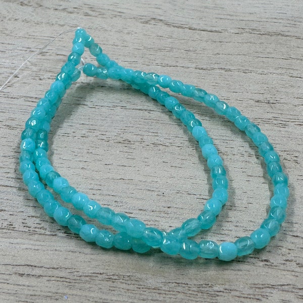 3mm, Faceted, Round, Fire Polished Bead, Sea Green Mix, Premium Czech Glass Beads, 50 Beads