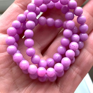 6mm, Lilac, Dyed, Jade Beads, 66 Beads, 16 Inch Strand