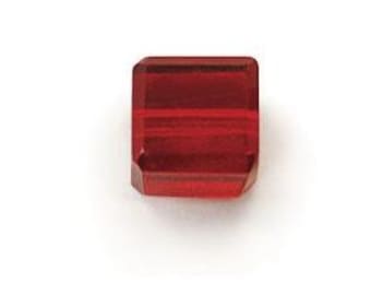 Siam Red Czech Glass Cube Beads, 8mm, Hand Cut, (25 Beads)