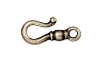 Oxidized Brass Hook Clasp, TierraCast Jewelry Finding (19.25mm, 2 Pieces)