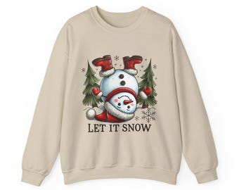 Let It Snow lustiges Schneemann-Sweatshirt, Weihnachtspullover, Winter-Pullover, Feiertags-Pullover, lustiges Schneemann-Shirt