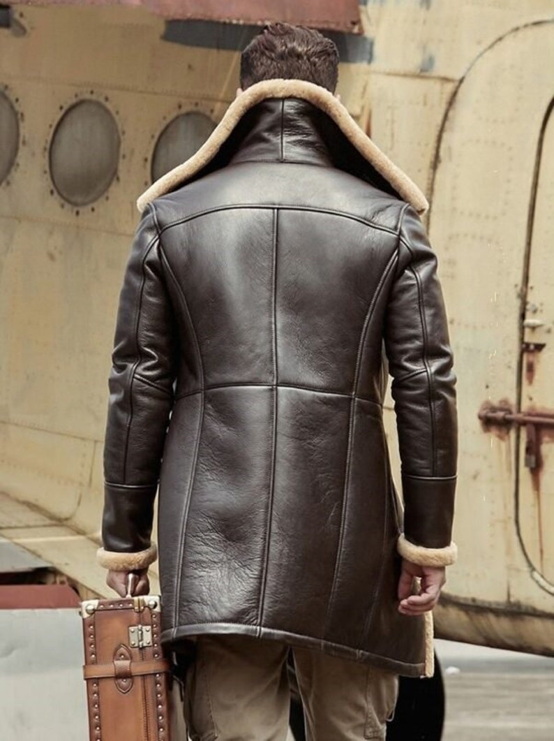 Men's Fur Lined Brown Real Leather Long Coat /handmade Etsy