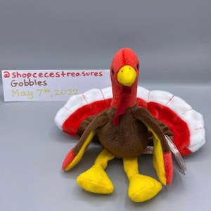 Gobbles The Turkey 1996 Vintage Ultra Rare Retired TY Beanie Baby With Tag Errors / & Imperfections