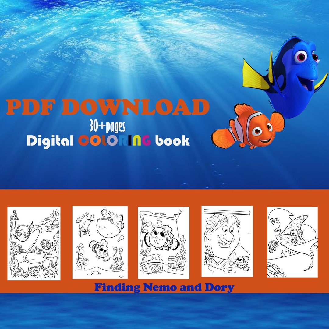 Finding Nemo Dory Coloring Book Pages Underwater Adventure - Etsy