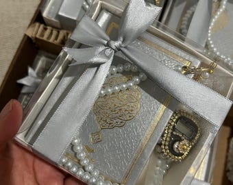 Zestaw prezentowy na Eid: skórzany Koran, perłowe koraliki modlitewne, islamskie upominki
