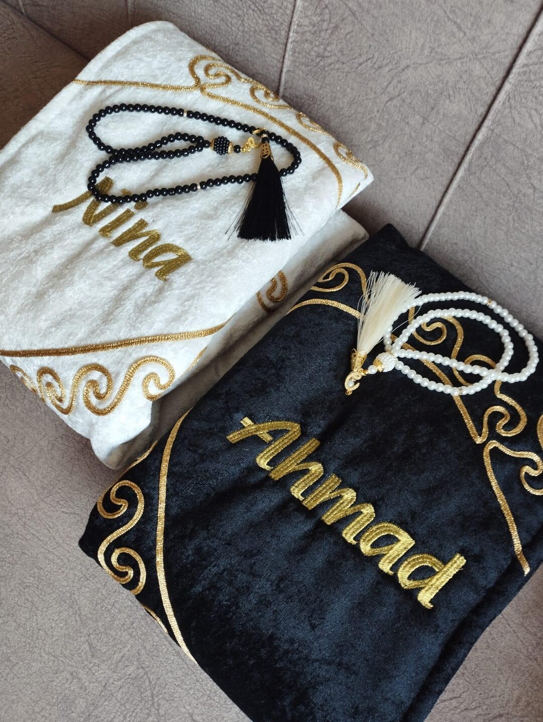 Custom Prayer Rugs Personalized Velvet Prayer Rug Couple Set, Islamic Wedding Gift - Etsy