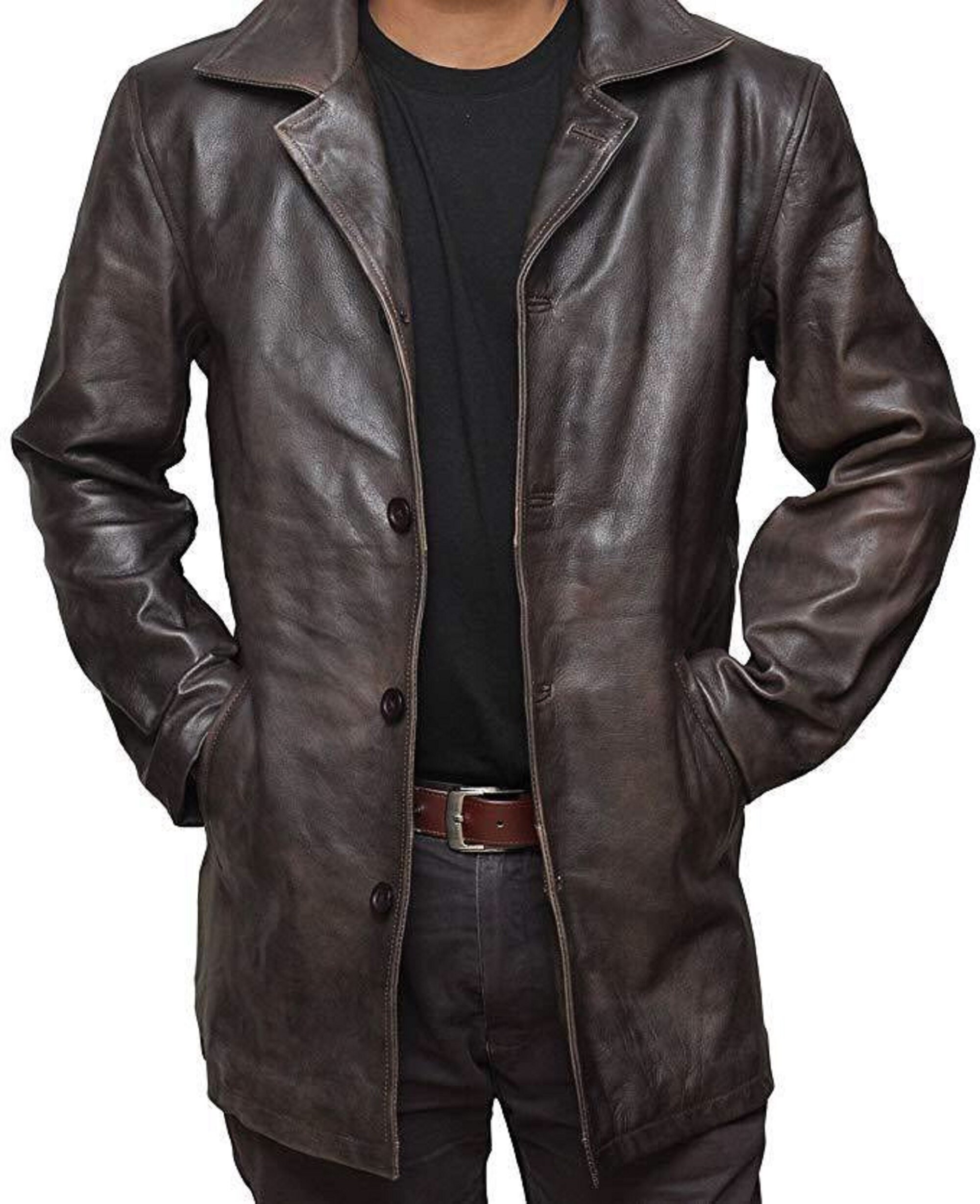 Distressed Leather Jacket - Etsy