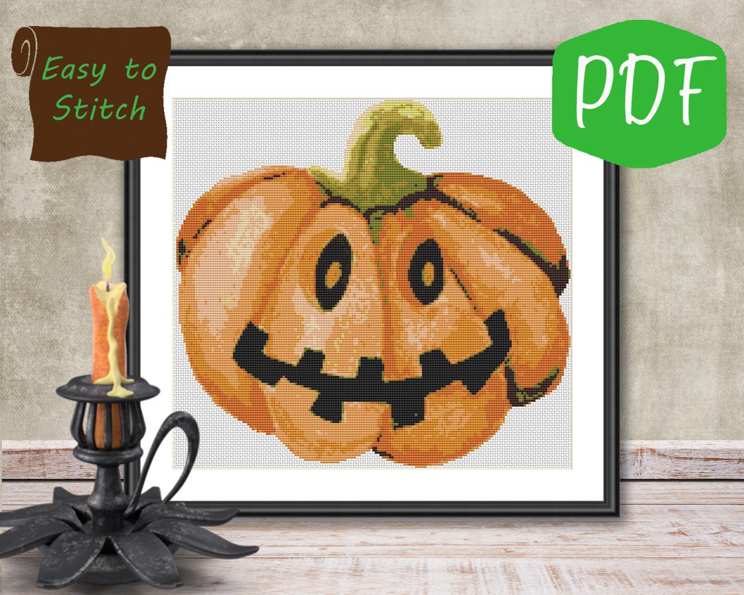 Halloween Pumpkin Counted Cross Stitch Pattern PDF Chart Fast and Easy ...