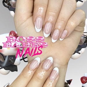 Short French Tip Press On Nails