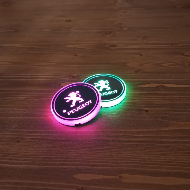 GMC Car Coaster, Logo Emblem Led Cup Holder, Interior Car Lighting