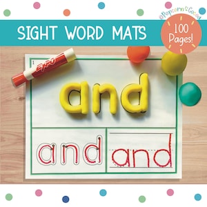 Sight Word Activity Mats! Early Reading and Writing Printable, Kindergarten and First Grade Play Dough Worksheets, First 100 Sight Words