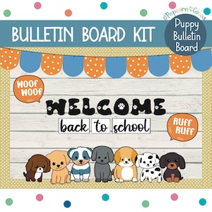 Dog Back to School Bulletin Board, New School Year, Black and White Bulletin Board Letters, Puppy Themed Welcome Back to School Board Kit