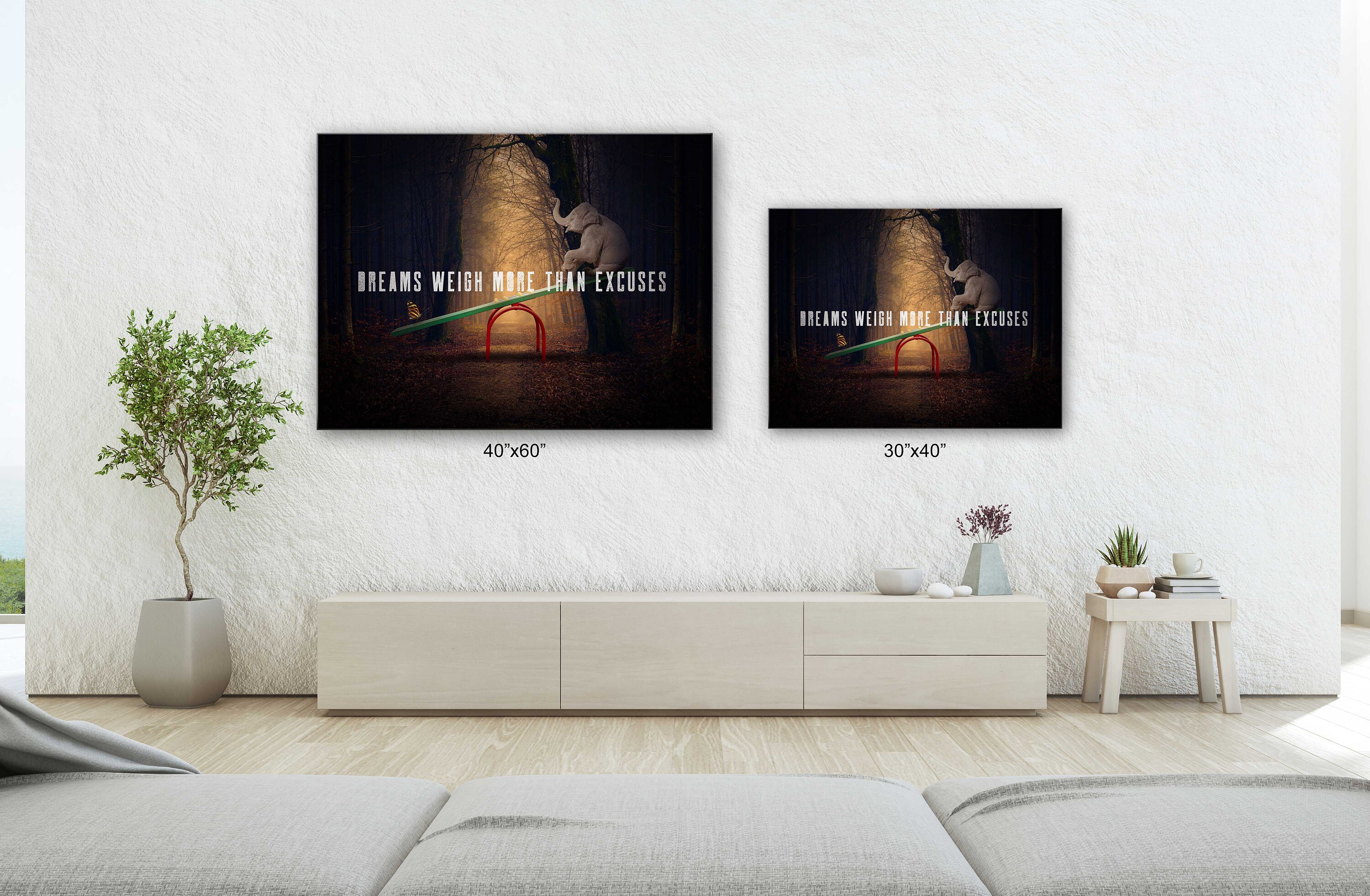 Motivational Canvas Wall Art Dreams Weigh More Than Excuses Etsy