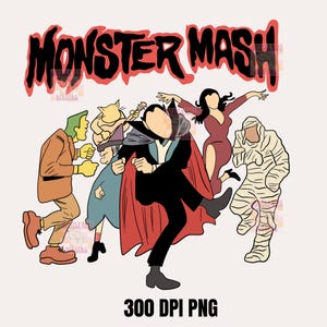 Monster Mash PNG, Vintage Monster Mash, Halloween png, Vintage Halloween Tees, Dracula, Frankenstein png, Sublimation Designs, DTF Print