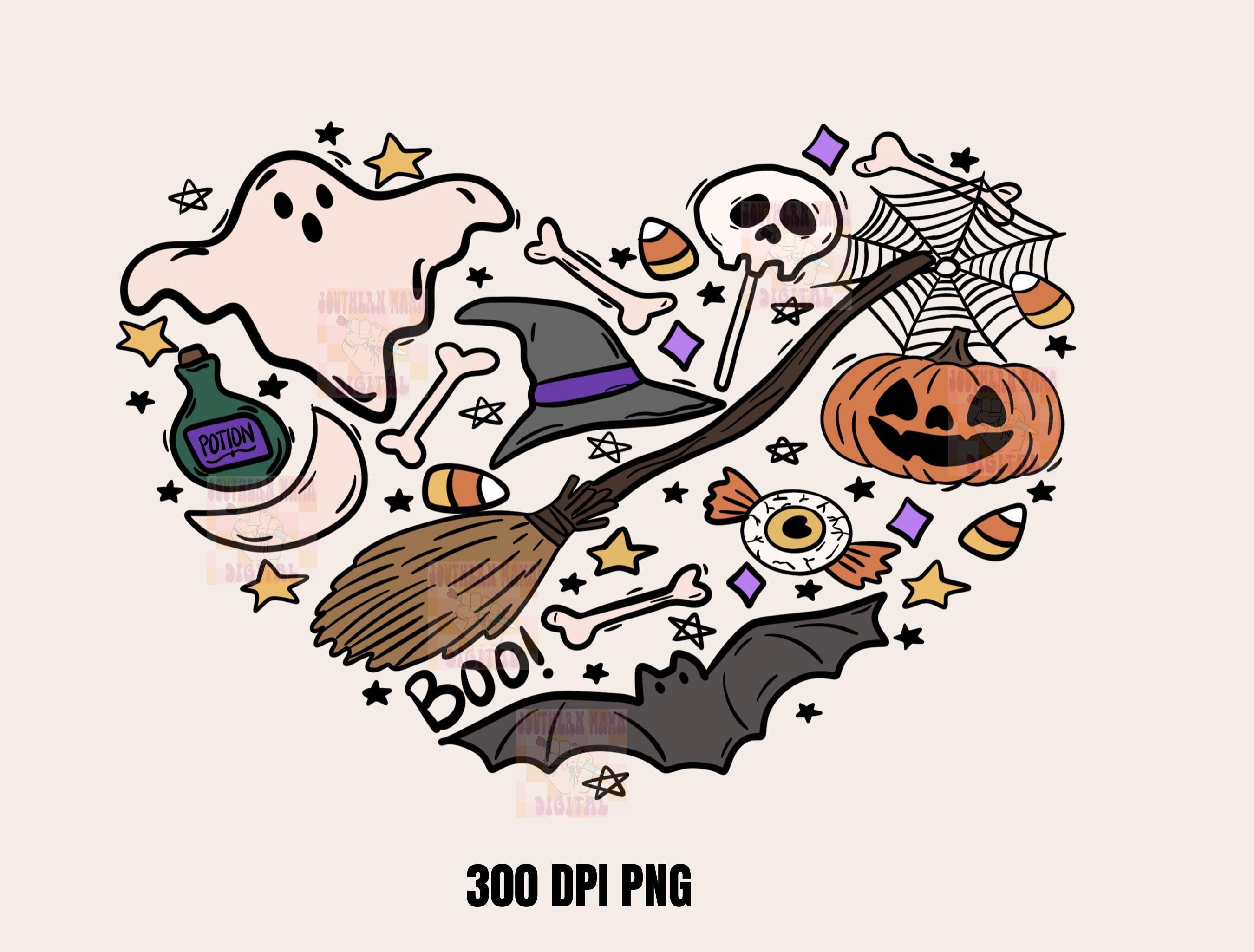 Boo Halloween Heart PNG, Boo Png, Halloween Png, Retro Halloween ...